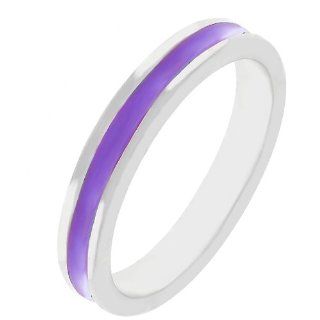 14k White Gold Plated Purple Eternity Stacker Ring Size 8 Jewelry