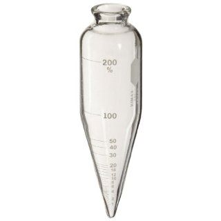 Kimax 45243 200 Glass 100mL Graduated Oil Short Cone Centrifuge Tube for Petroleum Field Testing, Graduated in % (100 mL  200%), Calibrated 'To Contain', 6" Length, Clear, Case of 6 Science Lab Culture Tubes