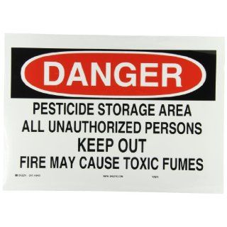 Brady 84431 Self Sticking Polyester Chemical & Hazardous Materials Sign, 10" X 14", Legend "Pesticide Storage Area All Unauthorized Persons Keep Out Fire May Cause Toxic Fumes" Industrial Warning Signs