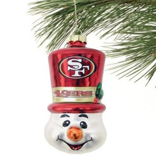 San Francisco 49ers Top Hat Snowman Blown Glass Ornament