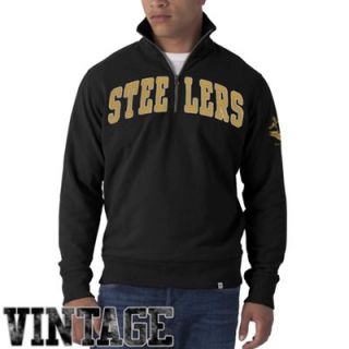 Pittsburgh Steelers Vintage Striker Quarter Zip Pullover Sweatshirt   Black