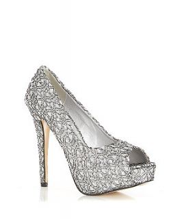 Silver Lace Peeptoe Court Shoes