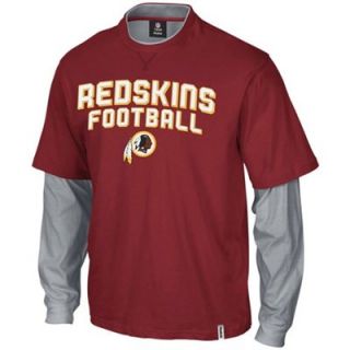 Reebok Washington Redskins Burgundy Gray Splitter Double Layer T shirt  