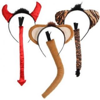 THREE (3) Different Costume Tail and Headband Ears for Halloween party Clothing