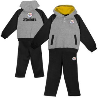 Pittsburgh Steelers Infant Go Team Hoodie and Pants Set   Ash/Black