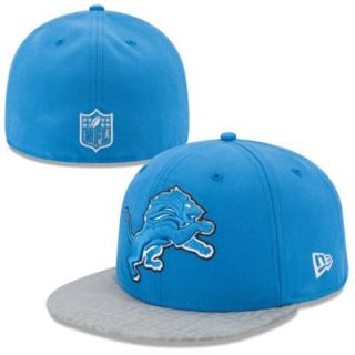 Mens New Era Light Blue Detroit Lions 2014 NFL Draft 59FIFTY Reflective Fitted Hat