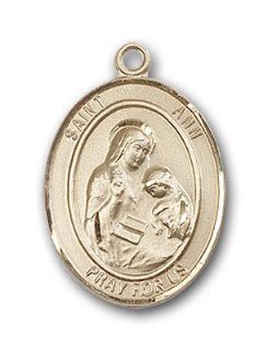 14kt Solid Gold Pendant Saint St. Ann Medal 3/4 x 1/2 Inches Housekeepers/Mothers 8002  Comes with a Black velvet Box Jewelry