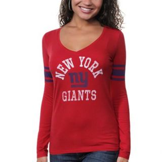 47 Brand New York Giants Ladies Touchdown Premium Long Sleeve T Shirt   Red