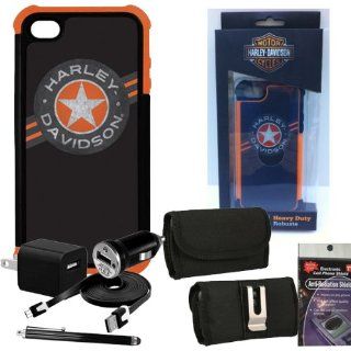 Harley Davidson Rugged Wrap Around Cover 07457 for iPhone 5s, 5. Comes with 3ft Charging Cable, USB Car Charger, USB House Charger, Metal Clip Horizontal Velcro Case with Belt Loop, Stylus Pen and Radiation Shield. Cell Phones & Accessories