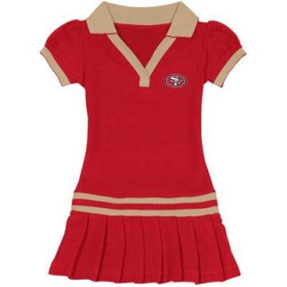 San Francisco 49ers Preschool Girls Pleated Polo Dress   Scarlet/Gold