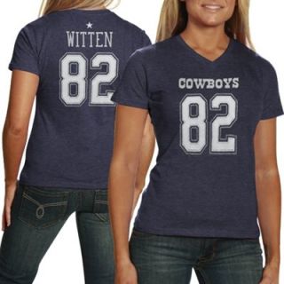 Jason Witten Dallas Cowboys Ladies Her Player Tri Blend Slim Fit V Neck T Shirt   Navy Blue