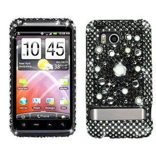 Hard Plastic Snap on Cover Fits HTC 6400 Thunderbolt, Incredible HD Luxury Flowers Black Full Diamond Verizon (does not fit ThunderBolt 2) Cell Phones & Accessories