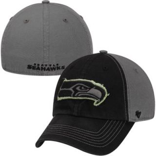 `47 Brand Seattle Seahawks Plasma Franchise Fitted Hat   Black/Charcoal