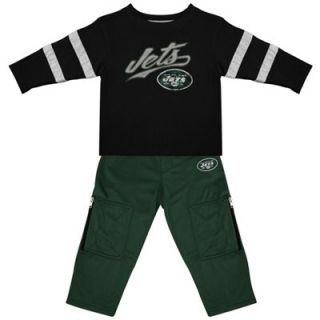 New York Jets Toddler Long Sleeve T Shirt & Cargo Pants Set   Black/Green