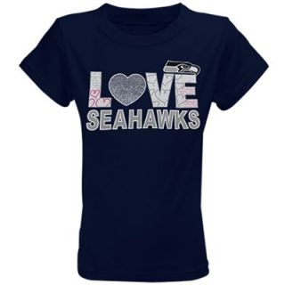 Seattle Seahawks Youth Girls Feel the Love T Shirt   College Navy