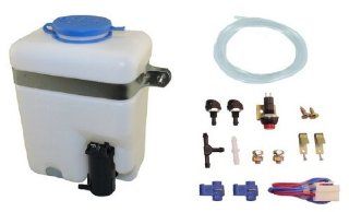 Universal Windshield Washer Kit w/ Pump Reservoir Bottle Wiring Switch Hardware Automotive