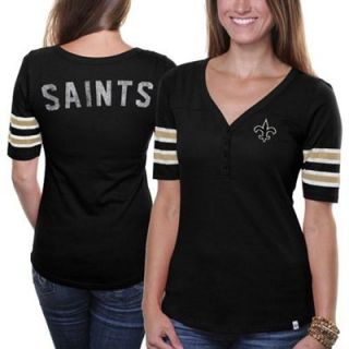 47 Brand New Orleans Saints Ladies Playoff T shirt   Black