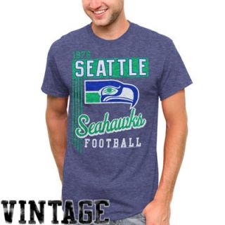 Seattle Seahawks Vintage Vertical Lines T Shirt   Navy Blue