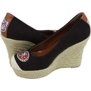 Cuce Shoes San Francisco 49ers Ladies The Groupie Espadrille Wedge Sandals   Black