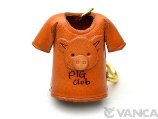 Pig T shirt Leather KH Keychain VANCA CRAFT Collectible keyring Made in Japan  Key Tags And Chains  Electronics