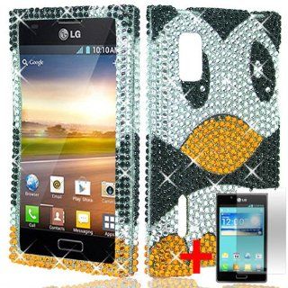 LG OPTIMUS EXTREME L40G CUTE CARTOON PENGUIN DIAMOND BLING COVER HARD CASE + SCREEN PROTECTOR by [ACCESSORY ARENA] Cell Phones & Accessories