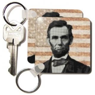 Abraham Lincoln   President Abraham Lincoln, designed using a cool pixel effect   Set Of 2 Key Chains Clothing