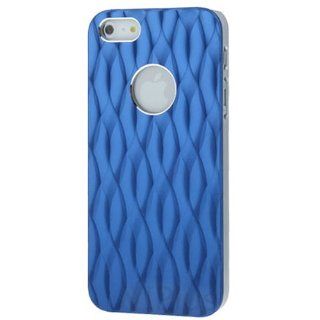 Generic 3D Effect Wave Texture Metal Sheet Paste Plastic Case Cover for Apple iPhone 5, 5S Blue Cell Phones & Accessories