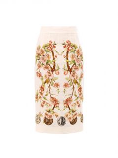 Wild rose print linen skirt  Dolce & Gabbana 