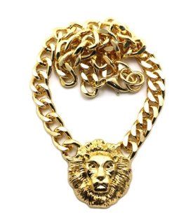 New Lion Face Pendant & 10mm/16" Link Chain Fashion Necklace   NOQ162G Jewelry
