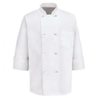Chef Designs 0411 Men's Eight Knot Button Chef Coat White XX Large Long 