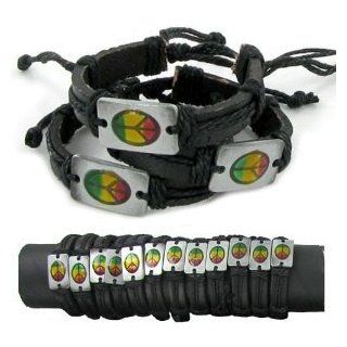 Rasta Peace Leather Bracelet 