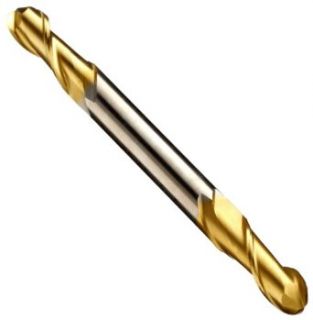 Niagara Cutter 67018 High Speed Steel (HSS) Ball Nose End Mill, Double End, Inch, TiN Finish, Roughing and Finishing Cut, 35 Degree Helix, 2 Flutes, 2.25" Overall Length, 0.063" Cutting Diameter, 0.188" Shank Diameter Industrial & Scien