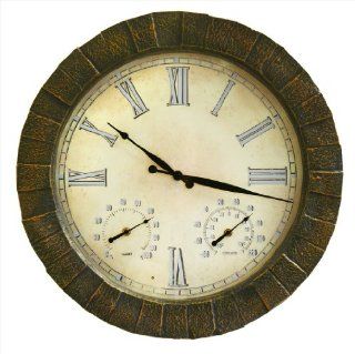 Large Slate Effect Outdoor Clock with LED Lights  Patio, Lawn & Garden