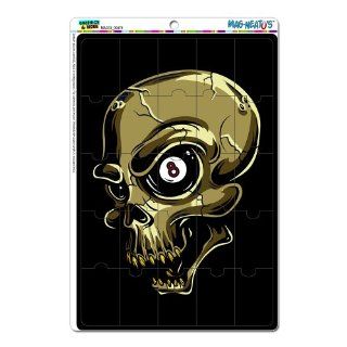 Graphics and More Eight Ball Skull Billiards Pool Mag Neato's Novelty Gift Locker Refrigerator Vinyl Puzzle Magnet Set  
