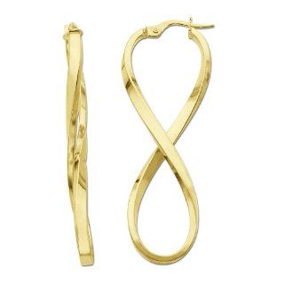 Duragold 14k Yellow Gold Figure Eight Hoop Earrings (0.75" Diameter) Jewelry