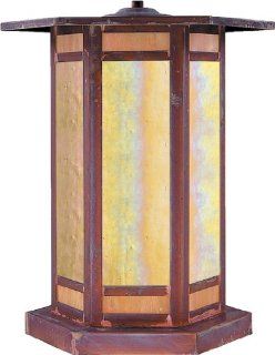 Arroyo Craftsman ETC 14 RC Etoile Collection 1 Light Column Mount, Raw Copper Finish with Gold White Iridescent Glass   Outdoor Post Lights  