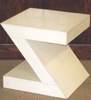 WHITE LEATHER Z TABLE   End Tables