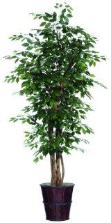 6' Potted Artificial Ficus Tree in Dark Brown Pot  