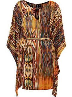 Izabel London Abstract peacock print poncho top Blue Multi