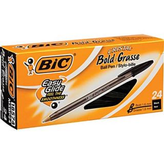 BIC Cristal Ballpoint Stick Pens, Bold Point, 24/Box