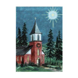 Peaceful Country Church at Christmas Flag   Small 12.5" X 18" For Winter Porch House Patio Garden Yard School Office Vet Hotel Church School Holiday Store Outdoor Banner Decorations, Etc.  Patio, Lawn & Garden