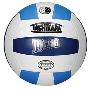 Tachikara NJCAA Competition Premium Lthr V Ball   Volleyball   Sport Equipment   White/College Blue/Navy