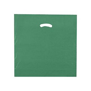 Shamrock 18 x 18 x 4 Low Density Single Layer Kidney Die Cut Handle Bags, Dark Green