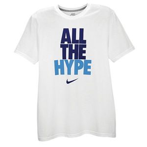Nike All The Hype S/S T Shirt   Mens   Casual   Clothing   White/Dk Grey Heather/Distance Blue