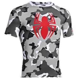 Under Armour Super Hero Logo S/S Compression Top   Mens   Training   Clothing   Camo/Red