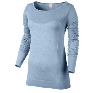 Nike Dri Fit Knit Epic L/S T Shirt   Womens   Training   Clothing   Lt Armory Blue/White/Cool Grey