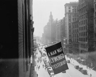 1936 photo Flag, announcing lynching, flown from the window of the NAACP head g5  