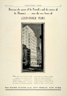 1929 Ad Gunther Furs Fashion Clothing Scarves Coats 666 Fifth Avenue New York   Original Print Ad  