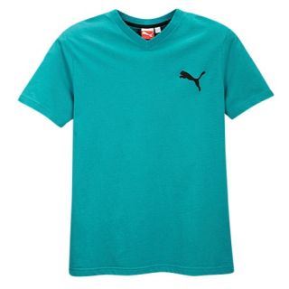 PUMA Iconic V Neck S/S T Shirt   Mens   Casual   Clothing   Blue Grass/Black