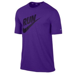 Nike Dri FIT Graphic Running T Shirt   Mens   Running   Clothing   Electro Purple/Reflective Silver